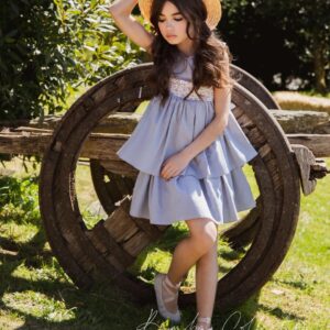 Vestido volantes lino azulón BIMBA COLLECTION