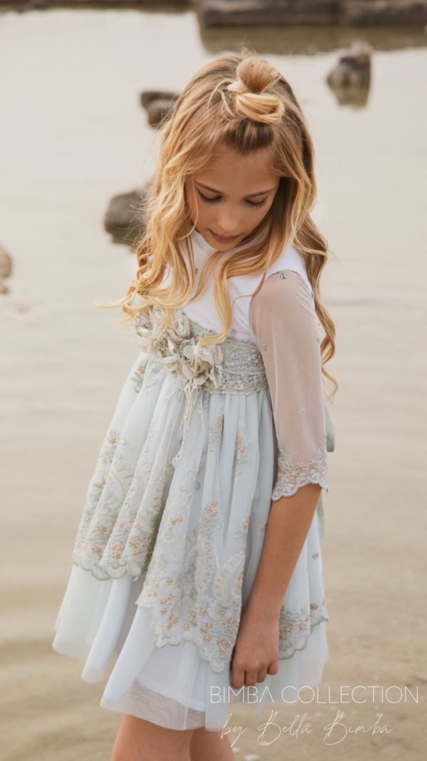 Vestido tul bordado verde BELLA BIMBA - Imagen 2