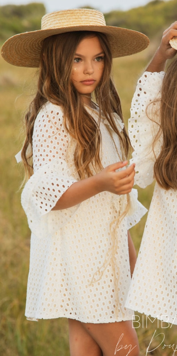 Vestido blanco perforado BELLA BIMBA - Imagen 2