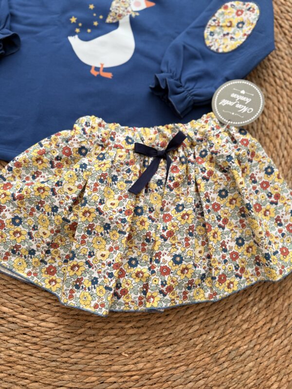 Conjunto falda oca liberty MON PETIT BONBON - Imagen 2