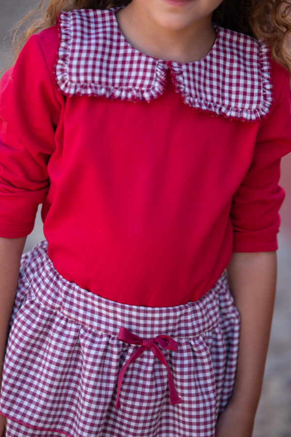 Conjunto felpa vichy rojo MON PETIT BONBON - Imagen 2