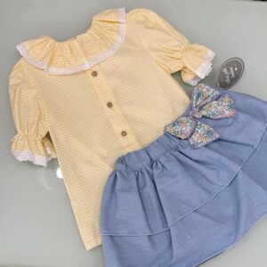 Falda vaquera liberty lila MON PETIT BONBON