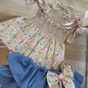 Conjunto engomado liberty morado MON PETIT BONBON