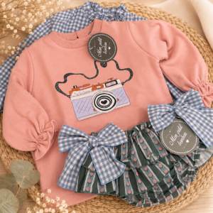 Sudadera rosa cámara de fotos MON PETIT BONBON