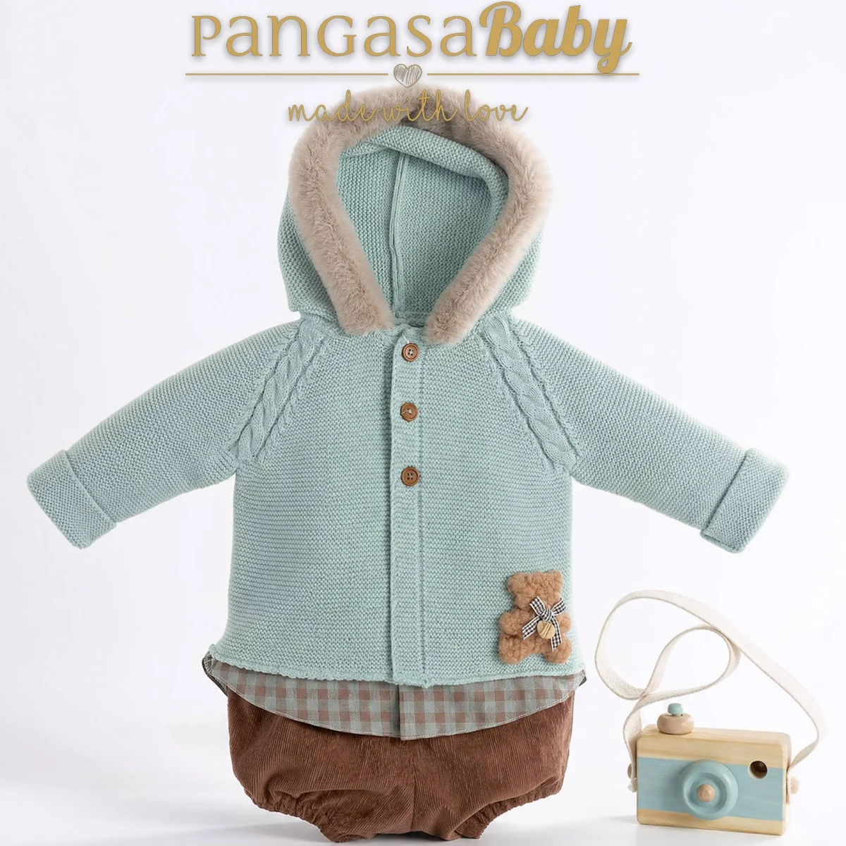 Conjunto verde mint vichy niño PANGASA